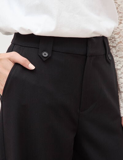 Pantalon large taille haute fluide noir femme