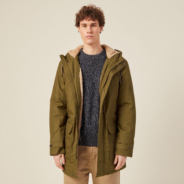 Parka droite à capuche camel homme