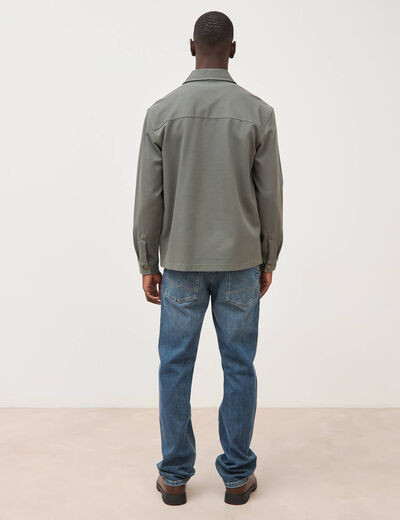 Surchemise droite col am&eacute;ricain vert kaki homme