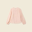 Blouse manches longues brodée rose poudrée femme
