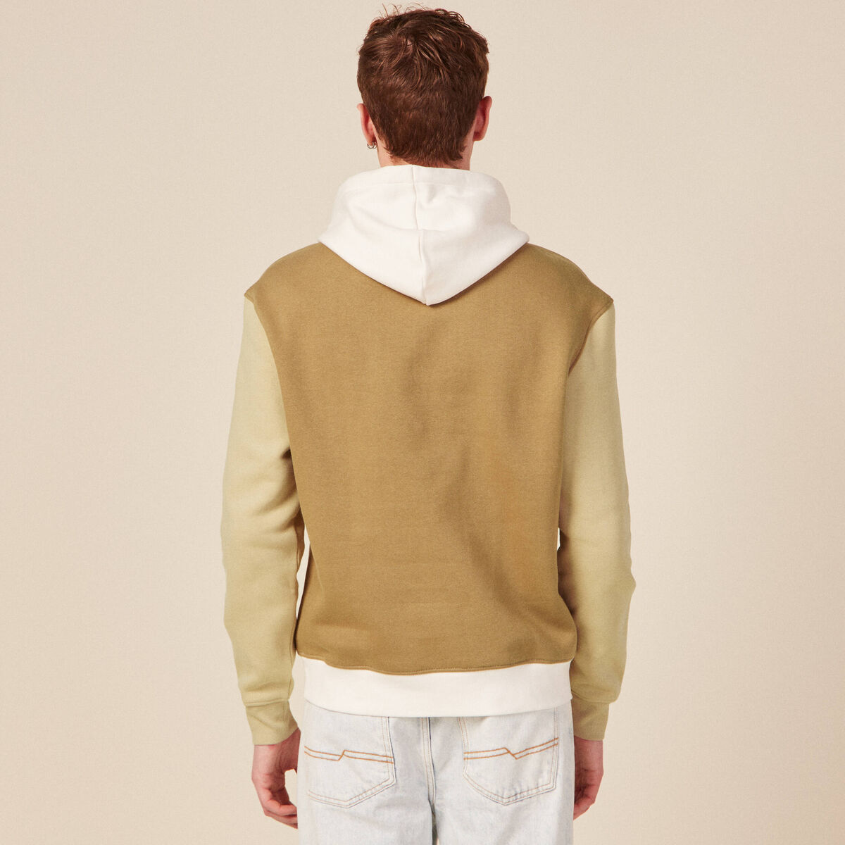 Sweat capuche éco-responsable beige homme