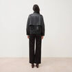 Blouson manches longues similicuir noir femme