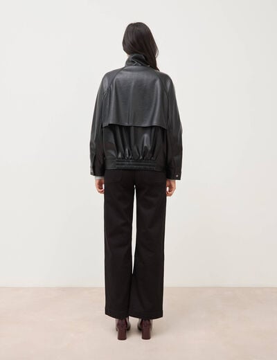 Blouson manches longues similicuir noir femme
