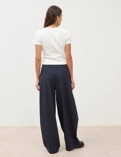 Pantalon ample taille standard bleu marine femme