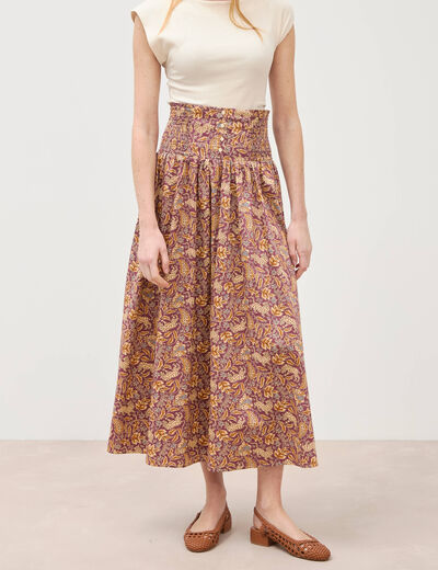 Jupe longue &eacute;vas&eacute;e en coton beige moyen femme