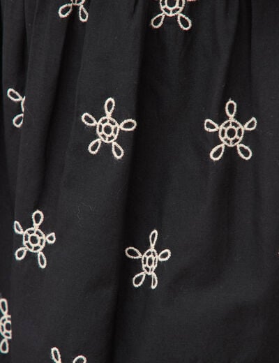 Jupe taille haute doubl&eacute;e en coton noir femme