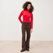 Pantalon wide leg taille standard marron femme