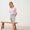 Short mom taille haute en jeans bleu marine femme