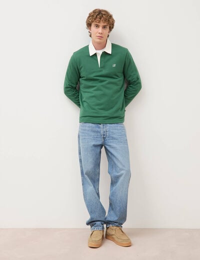 Jeans large longueur 34 en coton denim bleach homme