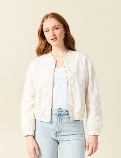 Veste broderie anglaise ecru femme
