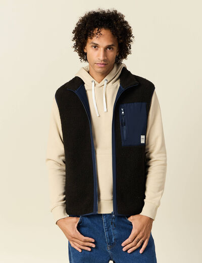 Gilet sans manches zippé vert kaki homme
