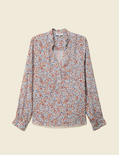 Blouse manches longues bleu gris femme