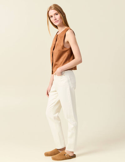Gilet sans manches doublé camel femme