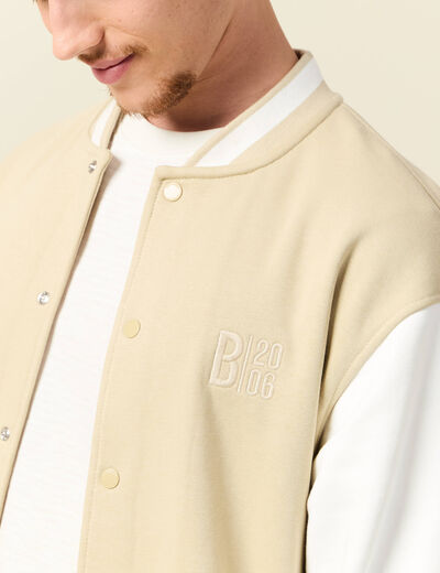 Veste sweat manches longues ecru homme