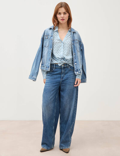 Blouse manches longues bleu ciel femme