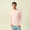 Pull fin col rond manches longues rose poudr&eacute;e homme