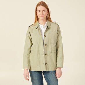 Veste droite avec poches vert kaki femme