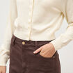 Gilet droit cropped manches longues creme femme