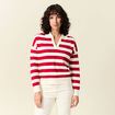 Pull manches longues col polo ecru femme