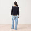 Pull manches longues bleu fonc&eacute; femme