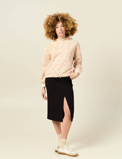 Sweat à capuche orange corail femme