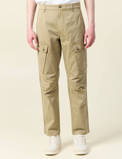 Pantalon cargo droit gris homme