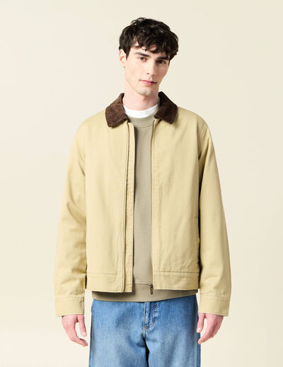 Blouson oversize court beige homme