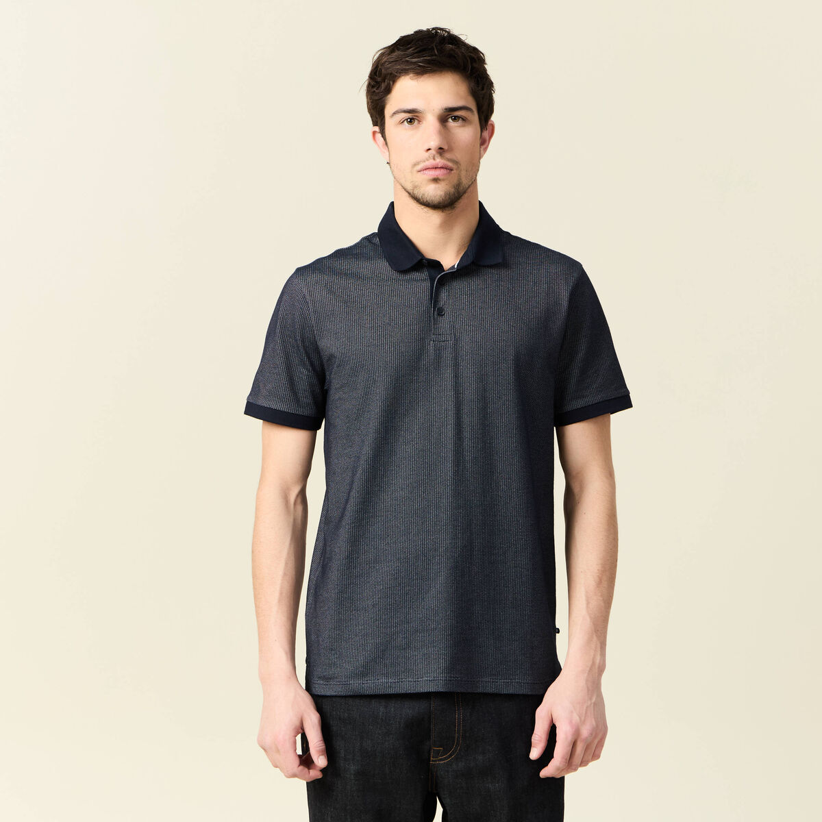 Polo manches courtes bleu marine homme