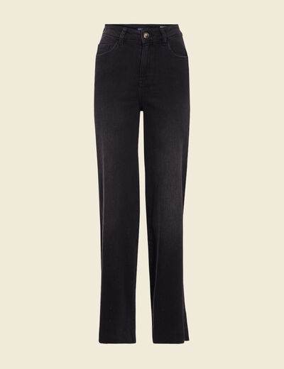 Jeans flare taille haute denim noir femme