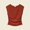 T-shirt ajust&eacute; sans manches marron cognac femme