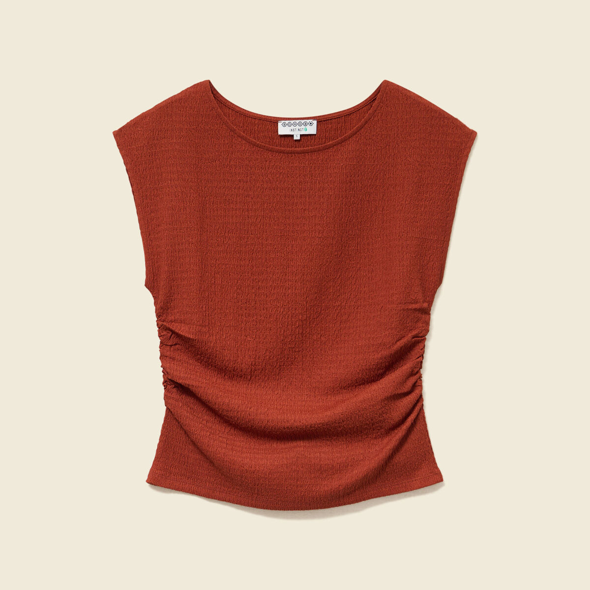 T-shirt ajust&eacute; sans manches marron cognac femme