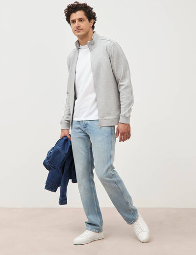 Gilet manches longues col montant gris clair homme