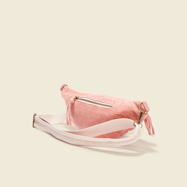 Sac banane velours côtelé rose pastel femme