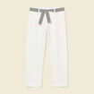Jeans boyfriend ceinturé denim blanc femme