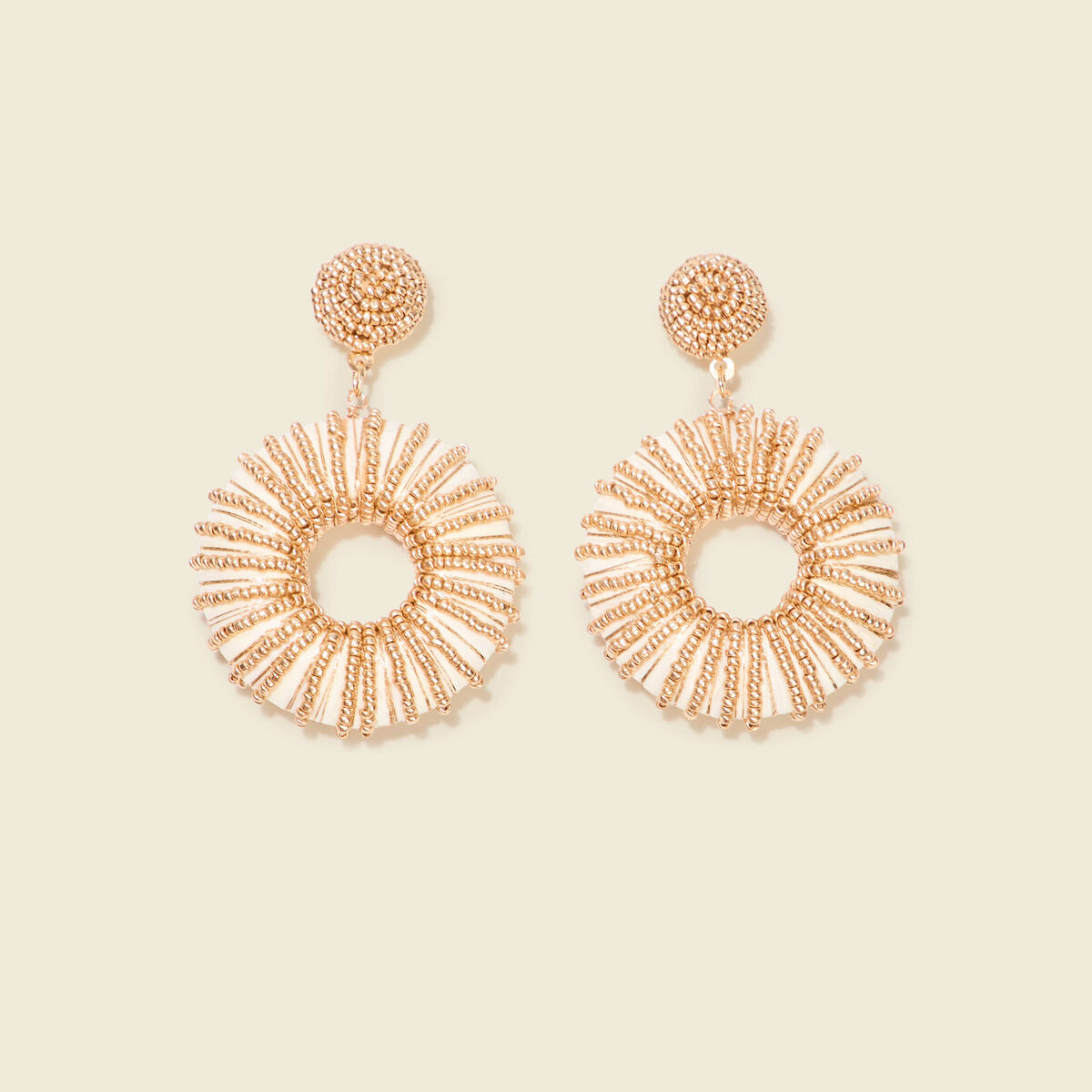 Boucles d'oreilles pendantes ecru femme