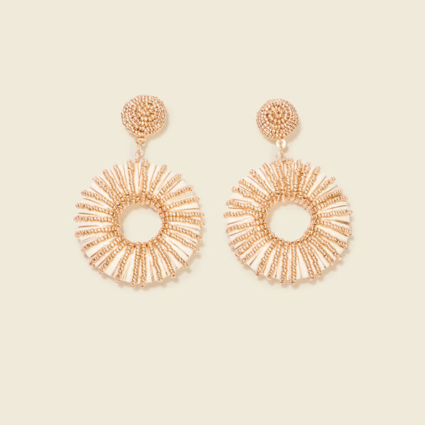 Boucles d'oreilles pendantes ecru femme