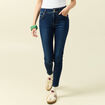 Jeans skinny 7/8&egrave;me taille haute denim brut femme