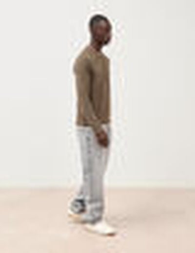 T-shirt manches longues taupe homme