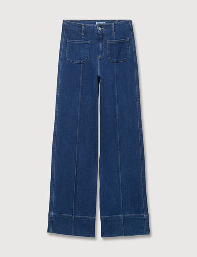 Jeans wide large taille haute bleu clair femme