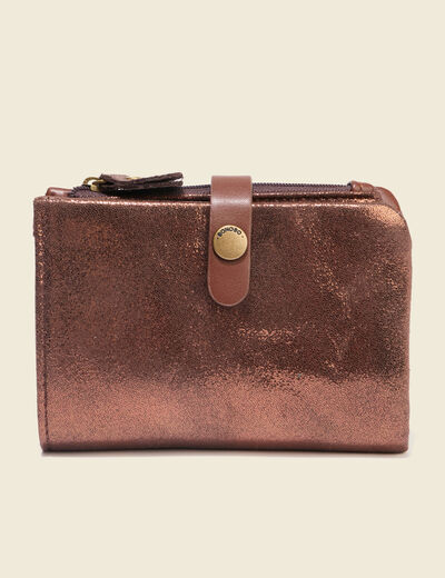 Portefeuille Femme Rétro Marron Clair - Fermeture éclair - Faux Cuir - Marque Baellery