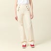 Jeans flare à pont denim blanc femme