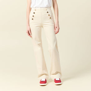Jeans flare à pont denim blanc femme