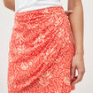 Jupe fluide doubl&eacute;e rouge corail femme