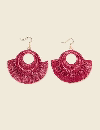 Boucles d'oreilles pendantes rouge foncé femme