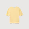 Pull droit col bateau manches courtes jaune clair femme