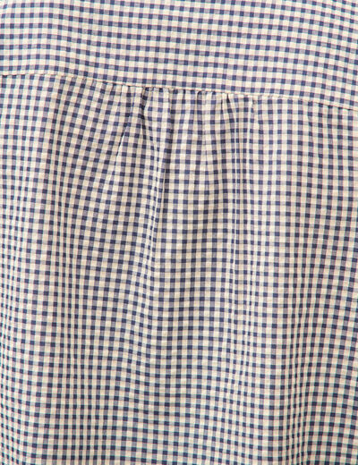 Chemise vichy droite manches longues bleu femme