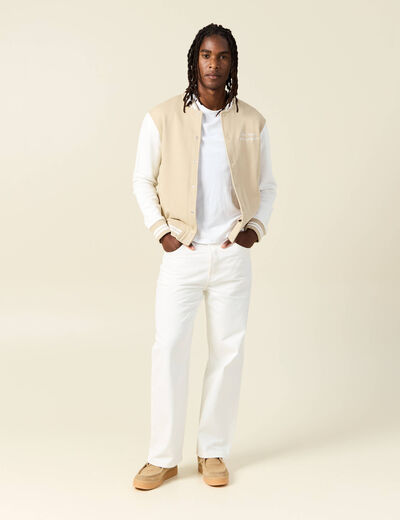Veste teddy éco-responsable beige homme