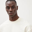 Sweat col rond manches longues en coton ecru homme