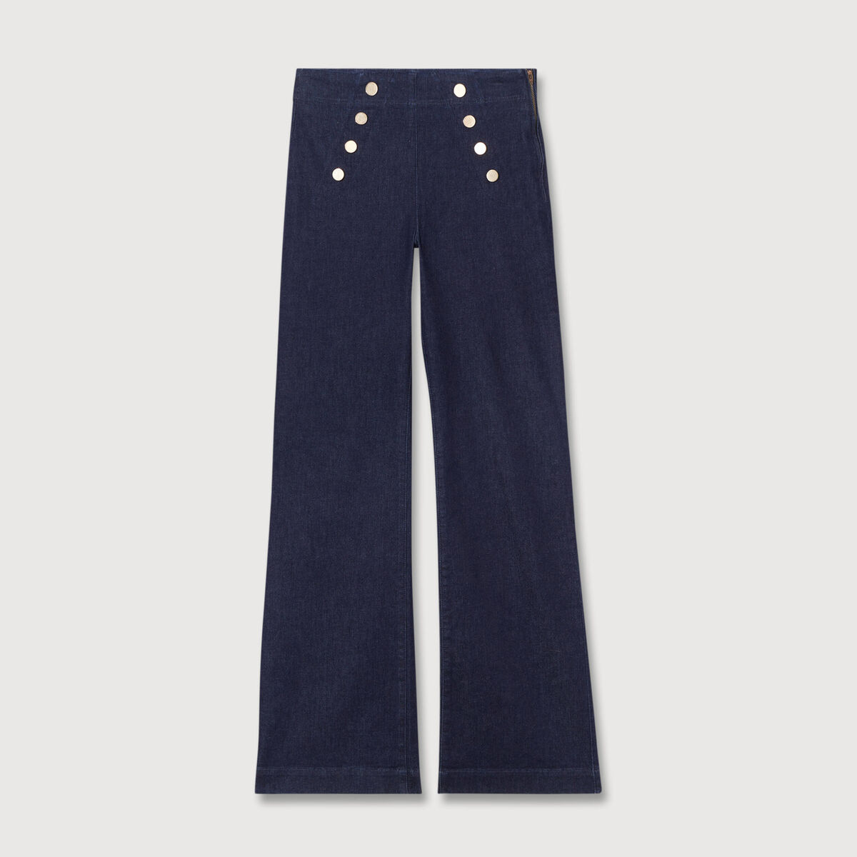 Jeans flare &agrave; pont denim brut femme