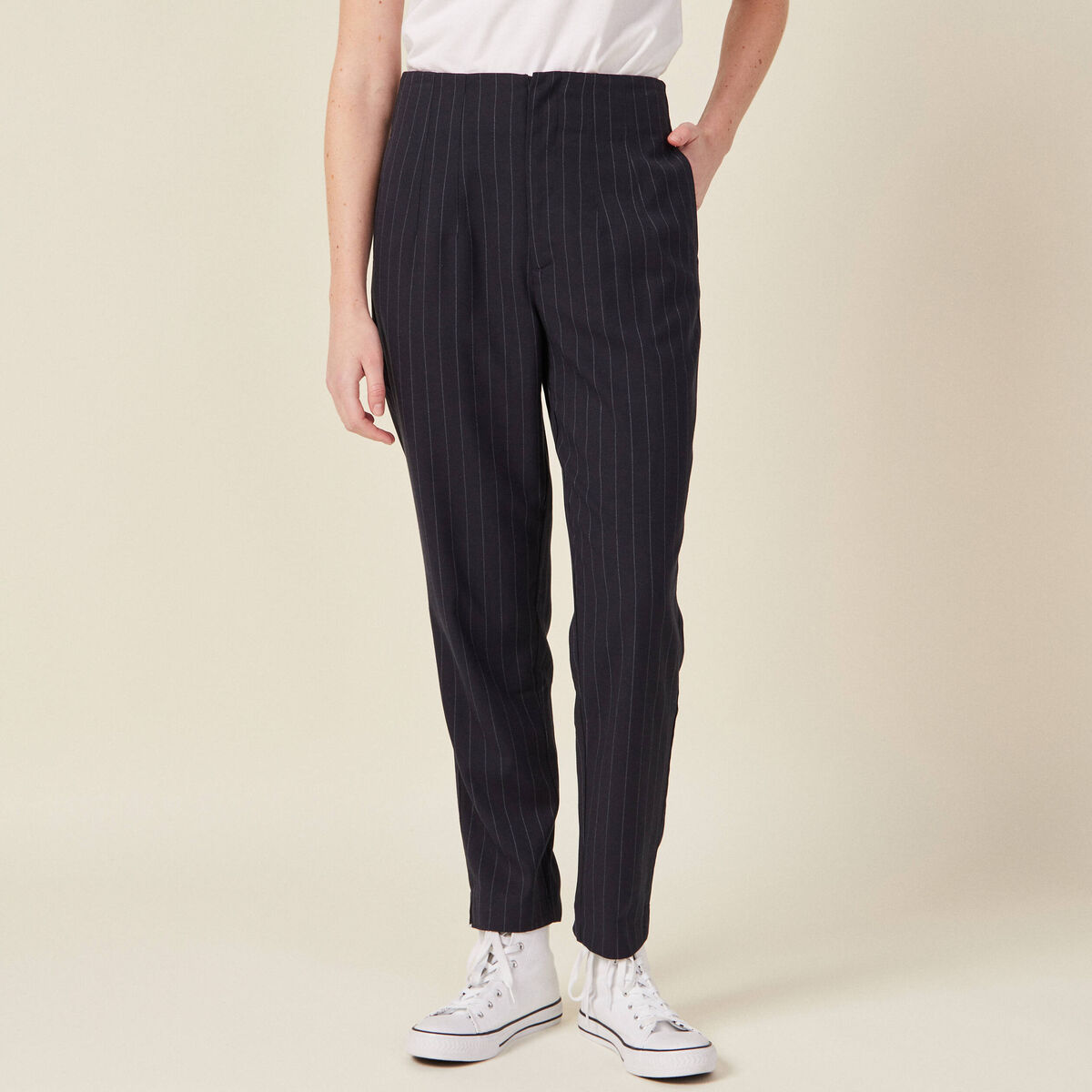 Pantalon cigarette bleu femme